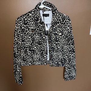 NWT cropped leopard jacket